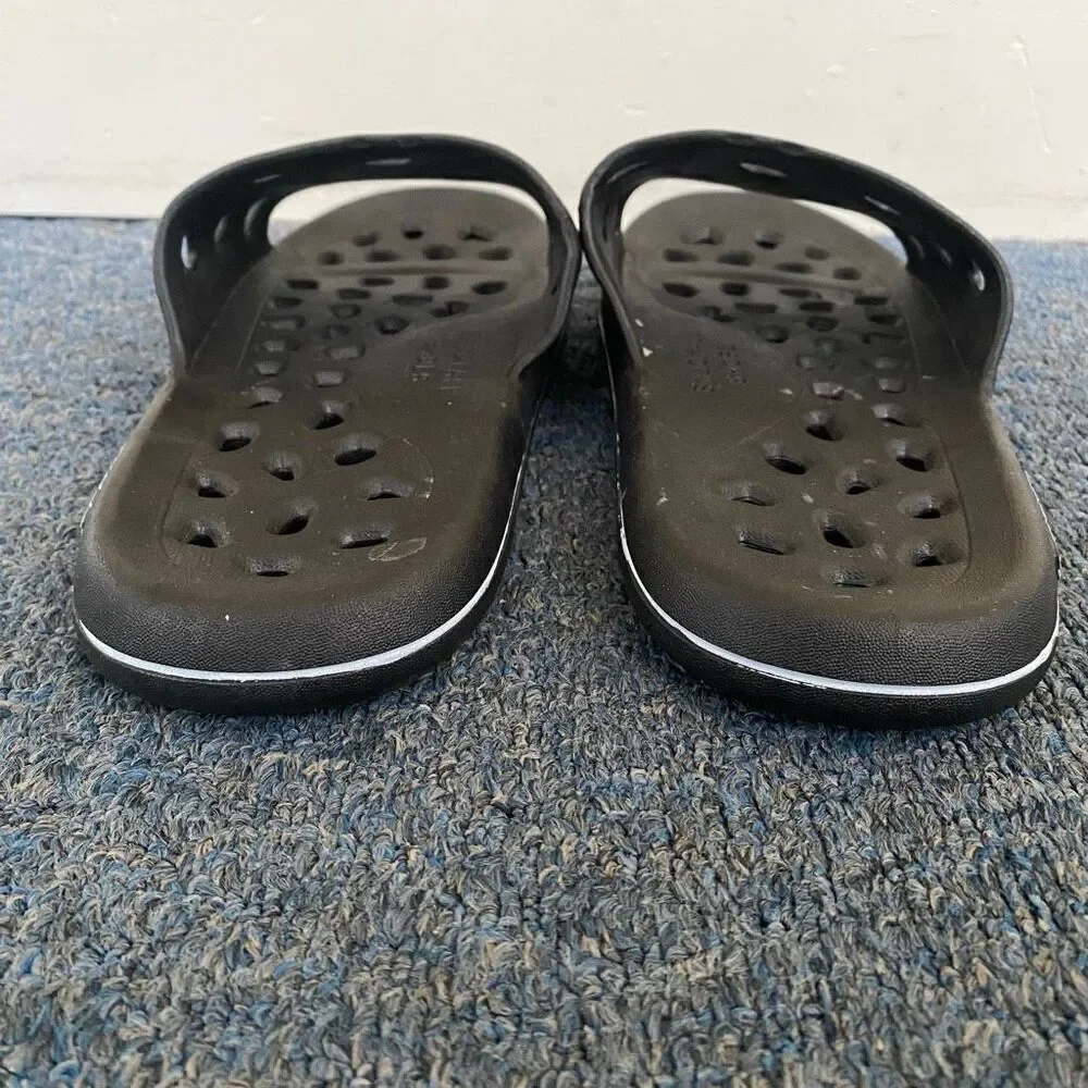 Enjoyall shoes men 12 slip on sandals w/hollow cut out holes black & white